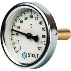Термометр STOUT биметалический корпус Dn 63 мм. гильза 50 мм 1/2"  (SIM-0001-635015)